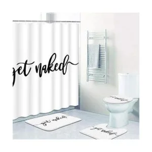 ArtSocket Juego de 4 cortinas de ducha con fondo blanco y_3