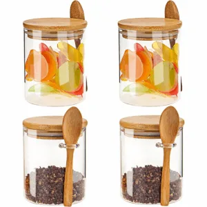 Paquete de 4 tarros de vidrio con tapas de bambú_1