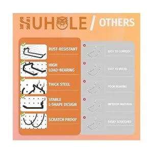 HUHOLE Ganchos negros para tablero de clavijas 10_6