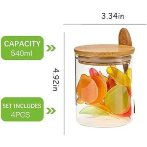 Paquete de 4 tarros de vidrio con tapas de bambú_6