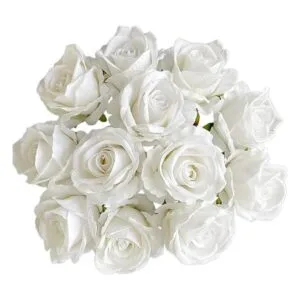 Ukeler 12 rosas artificiales de color blanco rosas_3