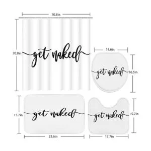 ArtSocket Juego de 4 cortinas de ducha con fondo blanco y_5