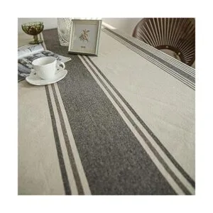 ArtBud Mantel de lino de algodón de arpillera marrón_4