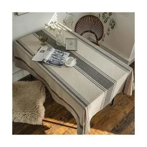 ArtBud Mantel de lino de algodón de arpillera marrón_6