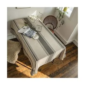 ArtBud Mantel de lino de algodón de arpillera marrón_7