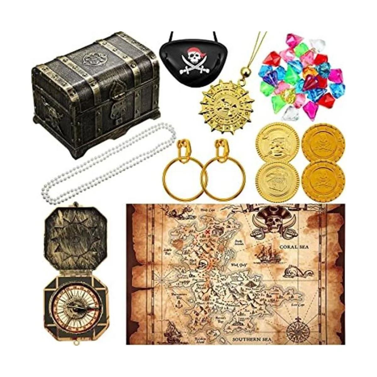 Kit de juguete para el cofre del tesoro pirata vintage del_1