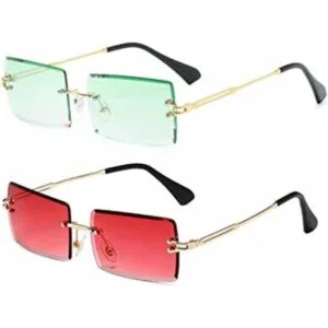 LASPOR 2 lentes de sol rectangulares sin montura para_1