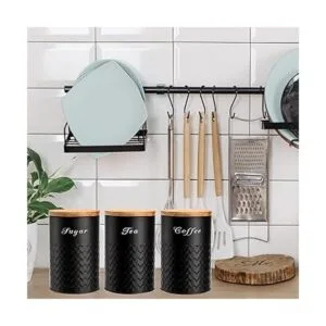 Bekith Paquete de 3 recipientes de cocina con tapas de_5