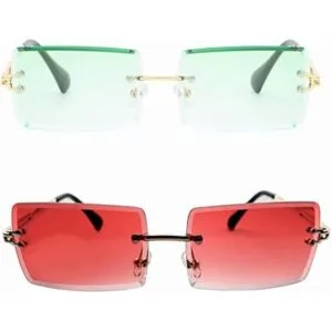 LASPOR 2 lentes de sol rectangulares sin montura para_4