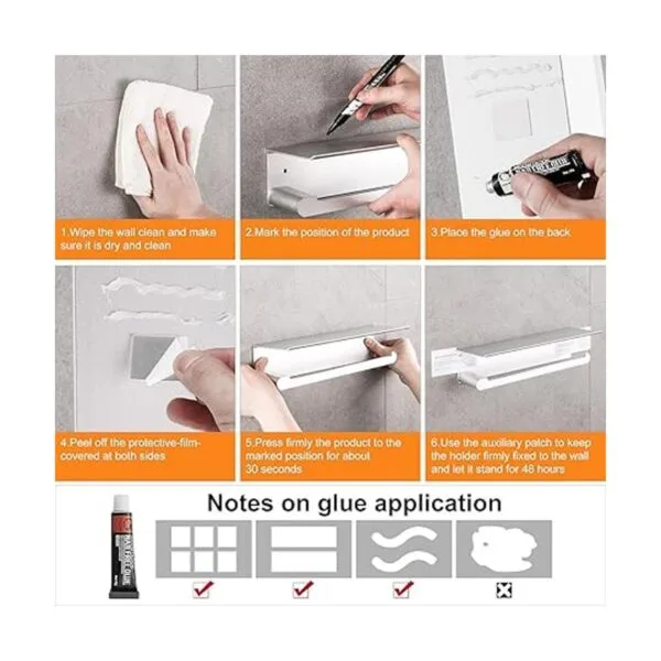 DUFU Soporte para toallas de papel con estante para_6