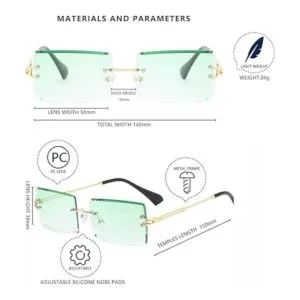 LASPOR 2 lentes de sol rectangulares sin montura para_6