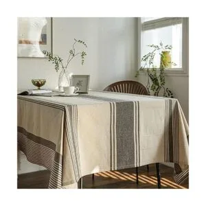 ArtBud Mantel de lino de algodón de arpillera marrón_2