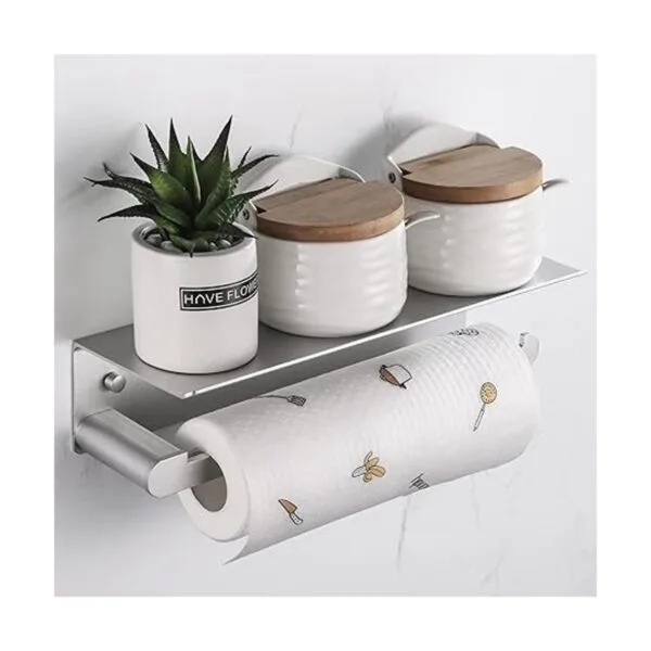 DUFU Soporte para toallas de papel con estante para_2