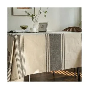 ArtBud Mantel de lino de algodón de arpillera marrón_3