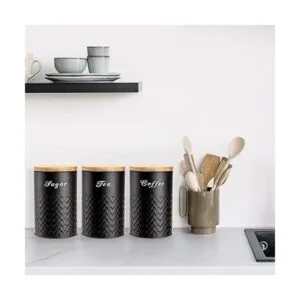 Bekith Paquete de 3 recipientes de cocina con tapas de_7