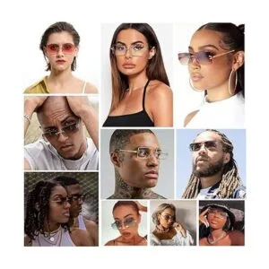 LASPOR 2 lentes de sol rectangulares sin montura para_3