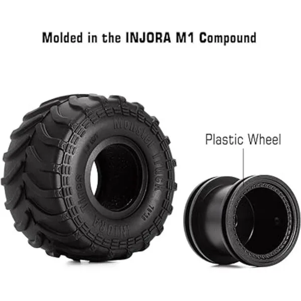 INJORA Monster Truck Juego de neumáticos negros para_5