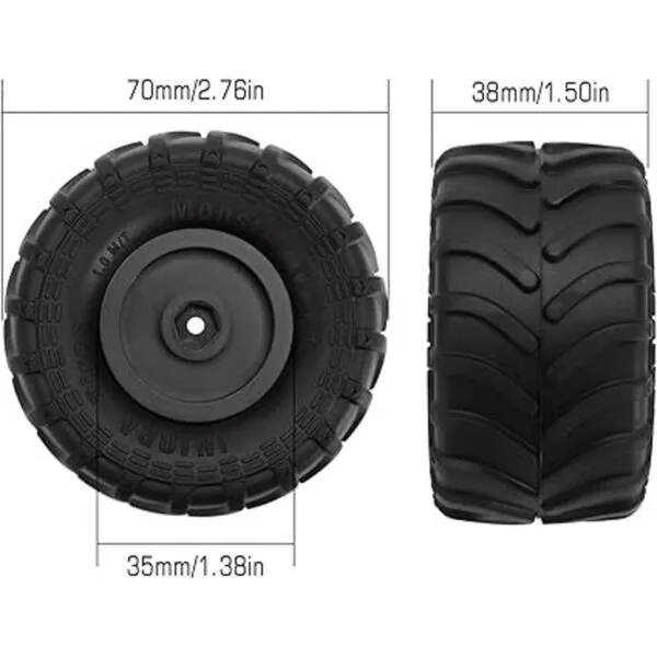 INJORA Monster Truck Juego de neumáticos negros para_3