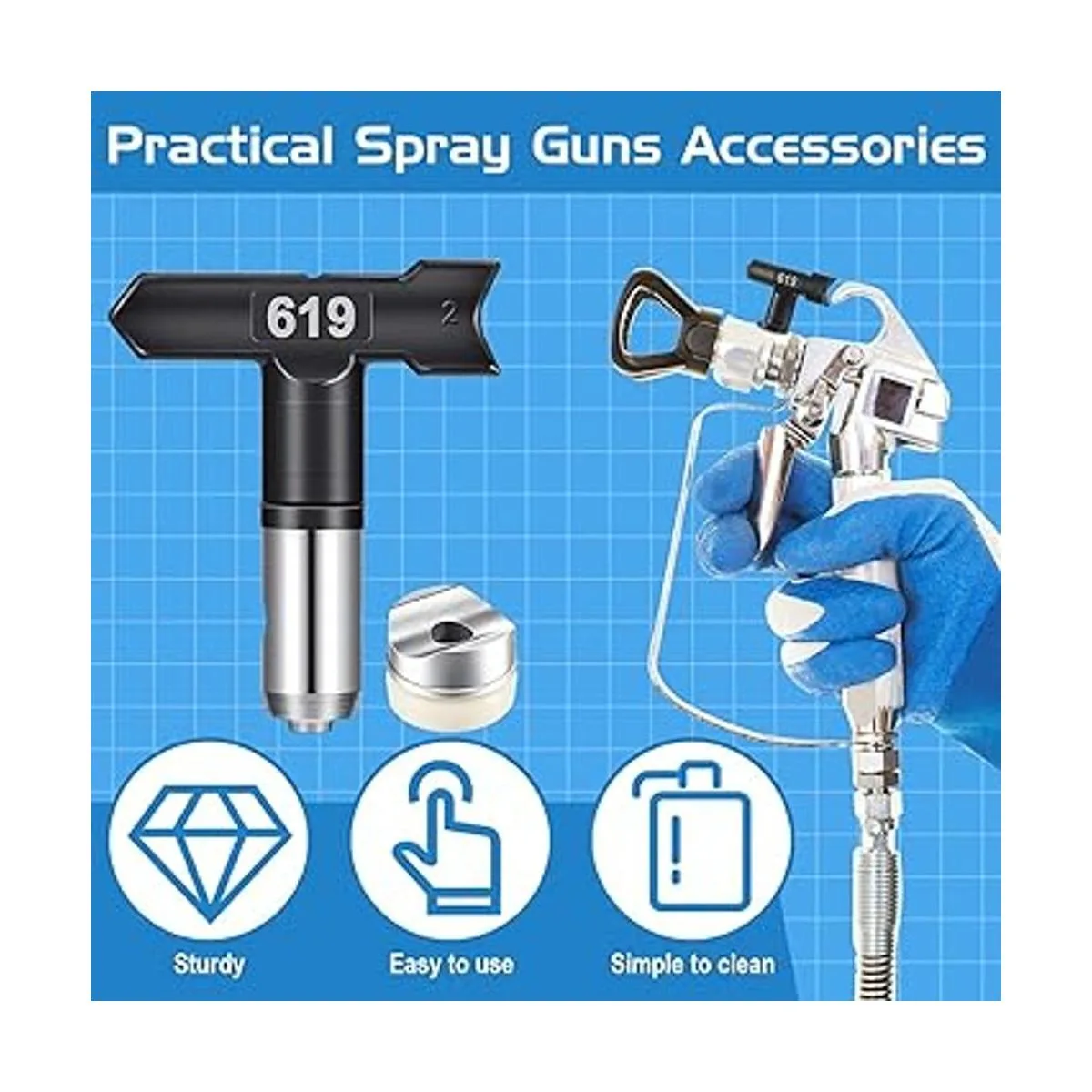 8 puntas de pulverizador de pintura reversibles puntas de_4