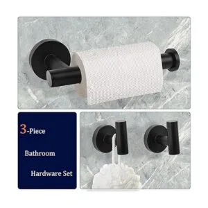 Juego de accesorios de baño color negro mate 3 piezas de_4