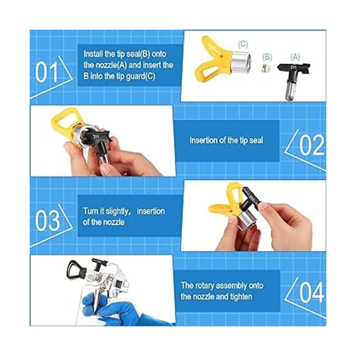 8 puntas de pulverizador de pintura reversibles puntas de_5