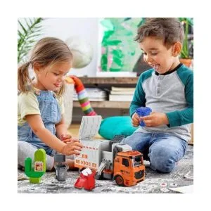 Juguetes de camión de basura DIY con 4 cubos de basura en_6