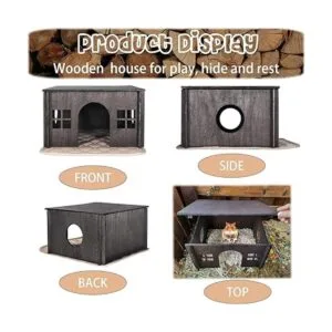 WHEARTED Casa de madera para escondite de hámster con_2
