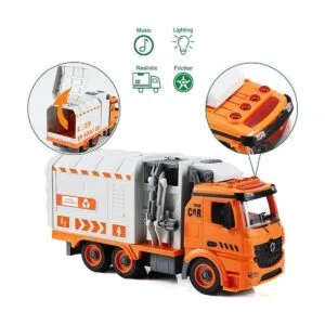 Juguetes de camión de basura DIY con 4 cubos de basura en_4