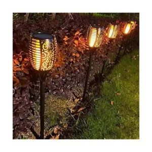 Liveasily Paquete de 4 linternas solares LED con llama_2