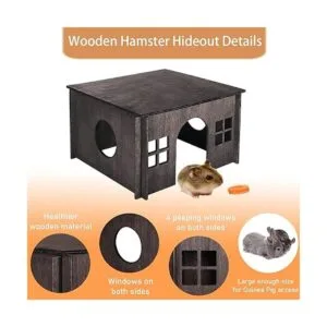 WHEARTED Casa de madera para escondite de hámster con_5