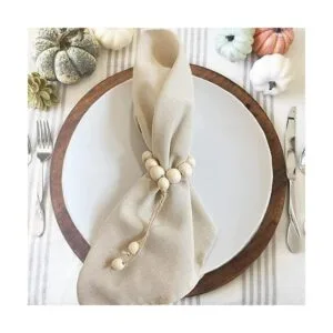 LEBEJUA Servilletero hecho a mano con cuentas de madera y_3