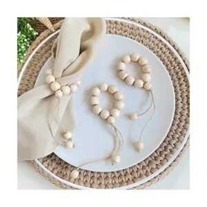 LEBEJUA Servilletero hecho a mano con cuentas de madera y_1