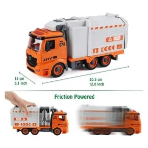 Juguetes de camión de basura DIY con 4 cubos de basura en_3