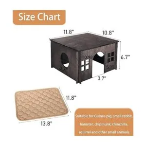 WHEARTED Casa de madera para escondite de hámster con_3