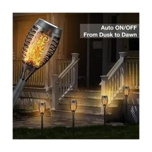 Liveasily Paquete de 4 linternas solares LED con llama_3