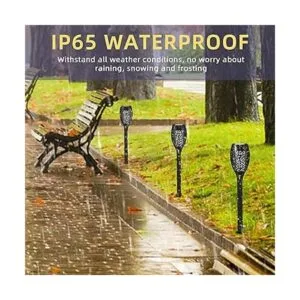 Liveasily Paquete de 4 linternas solares LED con llama_5