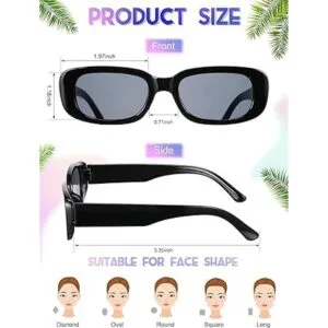 24 pares de lentes de sol rectangulares Y2K gafas de sol_6