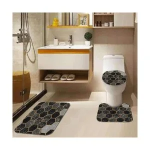 Tayney Juego de cortinas de ducha de mármol con cubierta_3