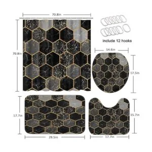 Tayney Juego de cortinas de ducha de mármol con cubierta_2