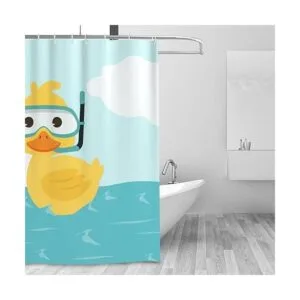 Lindo pato Cortina de ducha para niños lavable_6