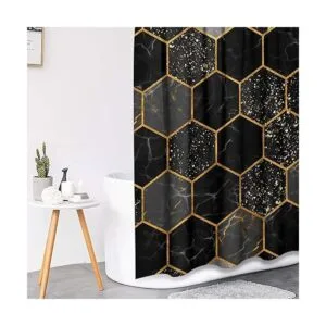 Tayney Juego de cortinas de ducha de mármol con cubierta_4