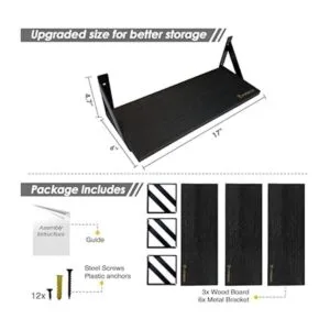 Forbena Juego de 3 estantes flotantes negros para baño_6