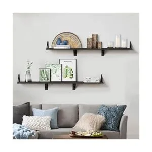 Forbena Juego de 3 estantes flotantes negros para baño_4