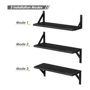 Forbena Juego de 3 estantes flotantes negros para baño_5