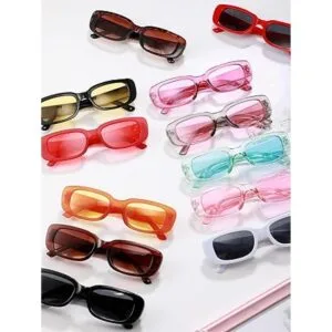 24 pares de lentes de sol rectangulares Y2K gafas de sol_7