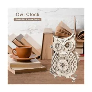 Uguter Reloj de búho de madera 3D decoración del hogar_2
