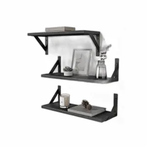 Forbena Juego de 3 estantes flotantes negros para baño_1