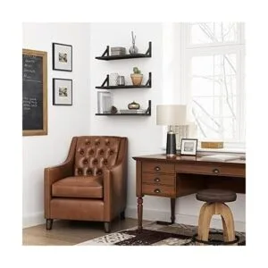 Forbena Juego de 3 estantes flotantes negros para baño_3