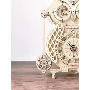 Uguter Reloj de búho de madera 3D decoración del hogar_4