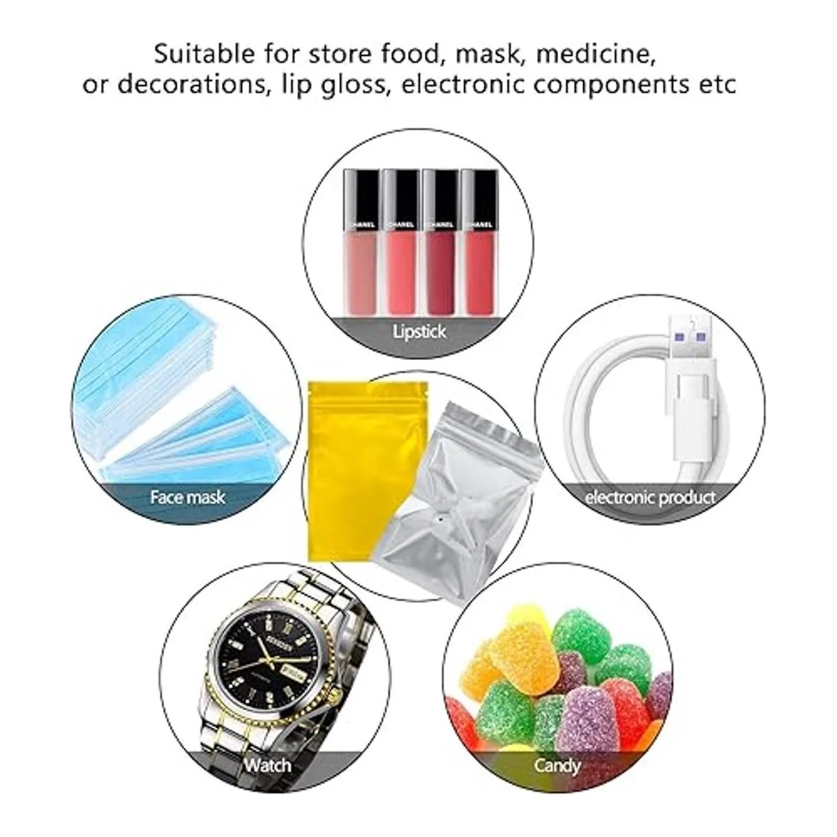 Bolsas de Mylar Paquete de 100 bolsas de aluminio_7